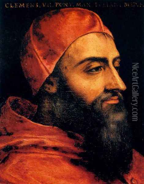 Portrait of Pope Clement VII Oil Painting - Agnolo Bronzino