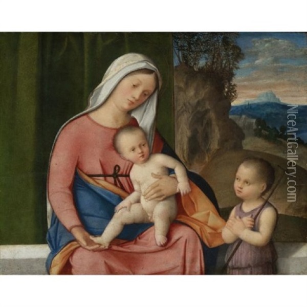 The Madonna And Child With The Infant Saint John The Baptist Oil Painting - Pier Francesco Bissolo