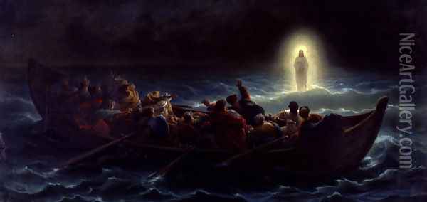Le Christ marchant sur la mer (Christ walking on the waters) Oil Painting - Charles Francois Jalabert