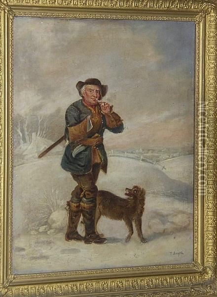 Woodsman In A Winter Landscape Oil Painting - Thomas Barker of Bath