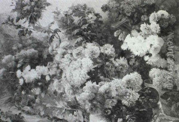 Nature Morte Aux Dahlias Oil Painting - Henri Arthur Bonnefoy