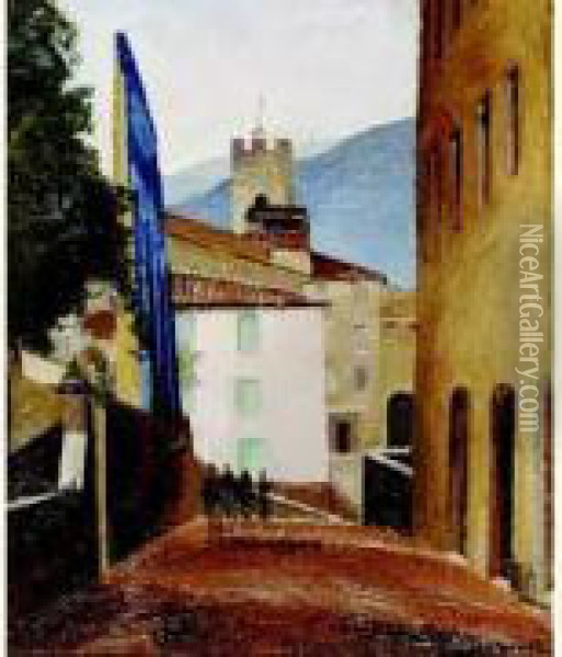 Personnages Dans Un Village Basque Oil Painting - Jean Hippolyte Marchand