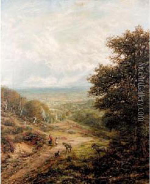 A Surrey View From The North Downs Oil Painting - George William Mote
