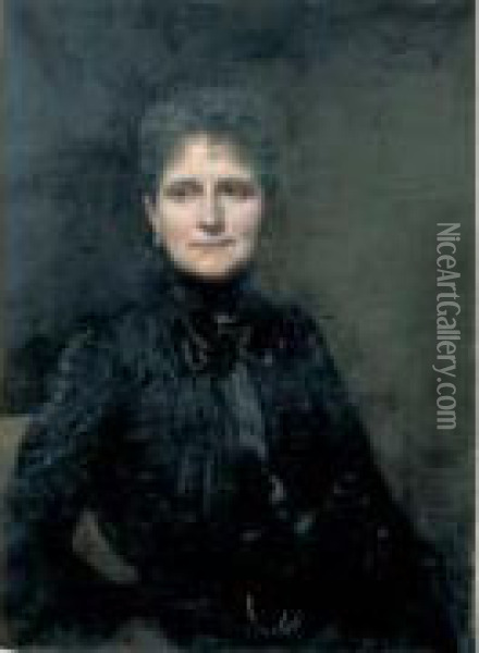 Portrait De Madame Sylvain Chateau, Nee Celeste Bonhomme Oil Painting - Carolus (Charles Auguste Emile) Duran