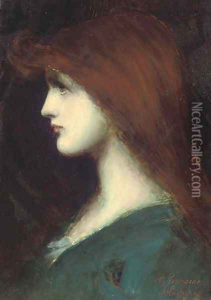 Portrait Of A Lady In Profile Oil Painting - Jean-Jacques Henner
