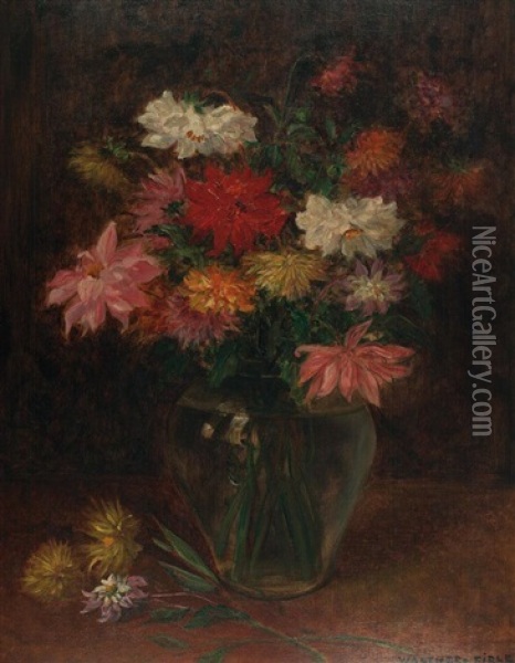Blumenstraus In Vase Oil Painting - Walter Firle