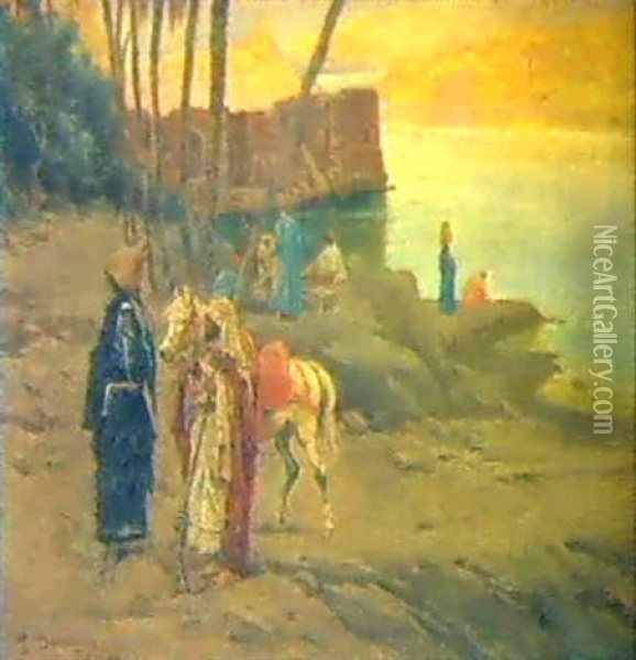 Arabs By A River Oil Painting - Pietro Barucci