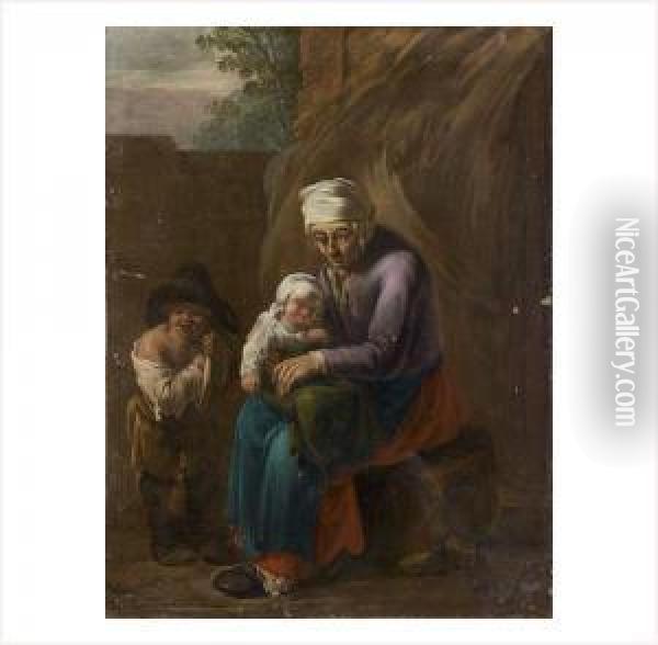 Une Mere Et Ses Enfants Oil Painting - Andries Dirksz. Both
