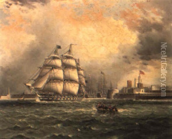 Portsmouth Harbour Oil Painting - James Edward Buttersworth