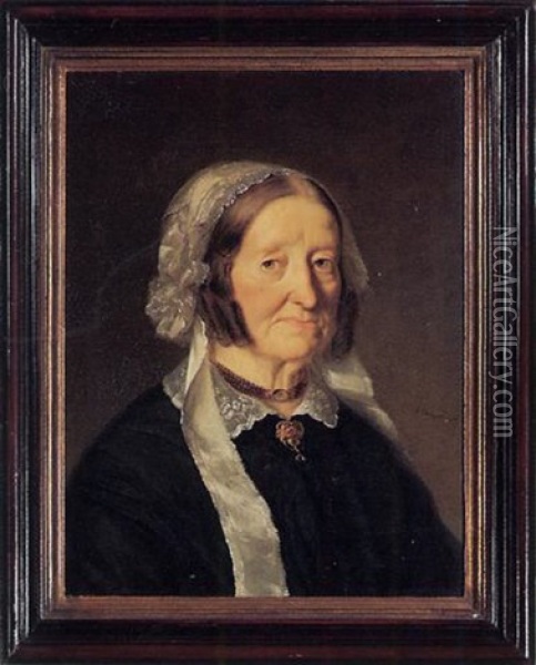Portrat Frau Elisabetha Marty-leder Oil Painting - Georg Anton Gangyner