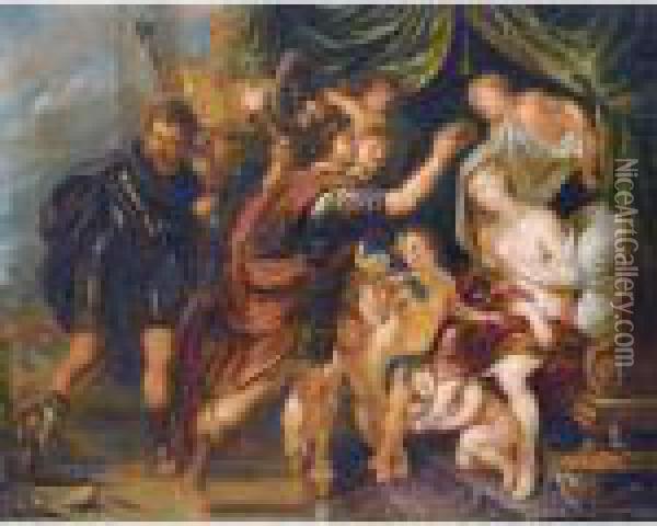 Alexander Crowning Roxanne As Queen Oil Painting - Peter Paul Rubens