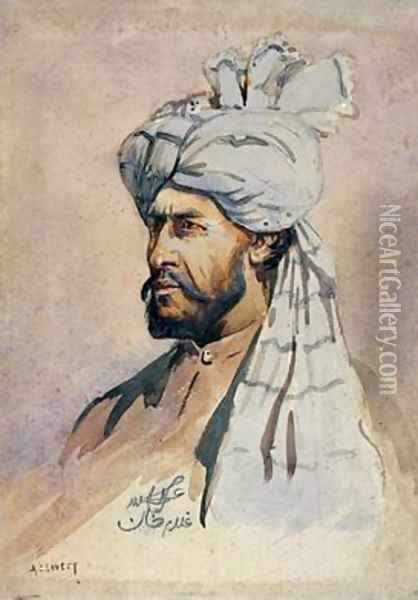Soldier of the Kurram Militia out of uniform Oil Painting - Alfred Crowdy Lovett
