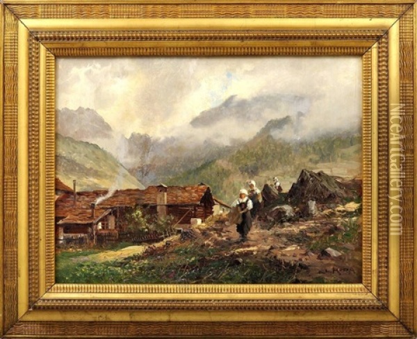 Dolomitenlandschaft Mit Tief Hangenden Wolken Oil Painting - Leonardo Roda