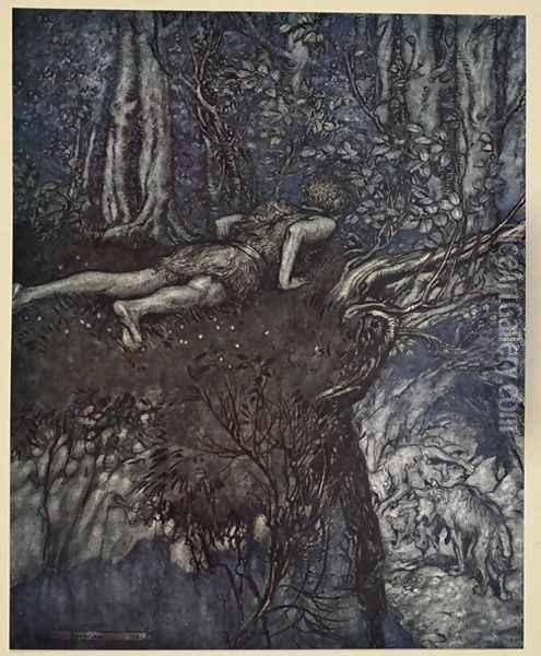 And there I learnt what love was like, illustration from Siegfried and the Twilight of the Gods, 1924 Oil Painting - Arthur Rackham
