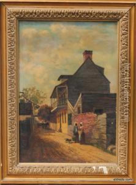 Old House In Charlotte Street St. Augustine Florida Oil Painting - Frank Henry Shapleigh