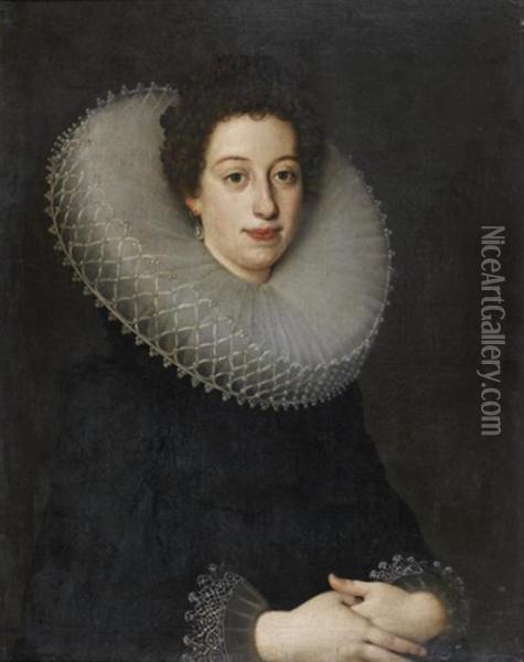 Portrait De Femme A La Collerette Oil Painting - Justus Sustermans