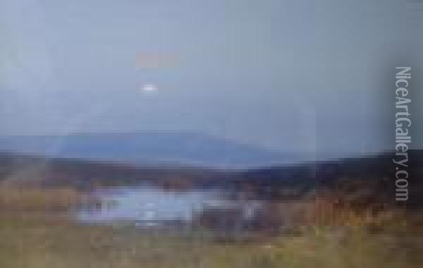 Moonriseover Moorland Oil Painting - Frederick John Widgery