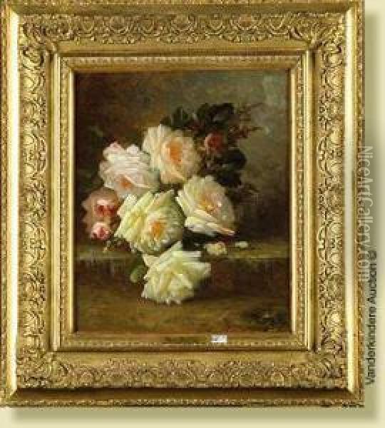 Gerbe De Roses Oil Painting - Henri Robbe
