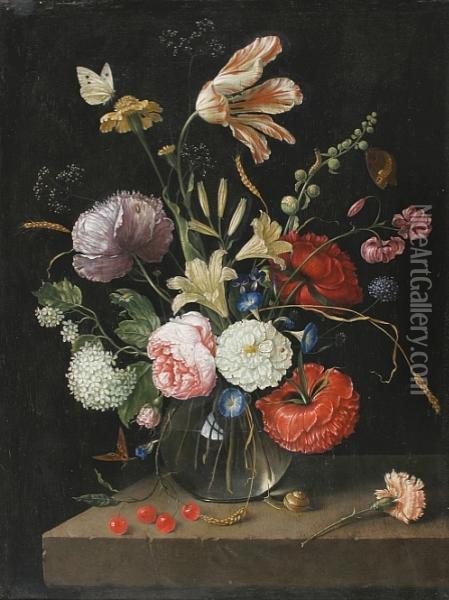 Still Life With Flowers Oil Painting - Jacob van Walscapelle