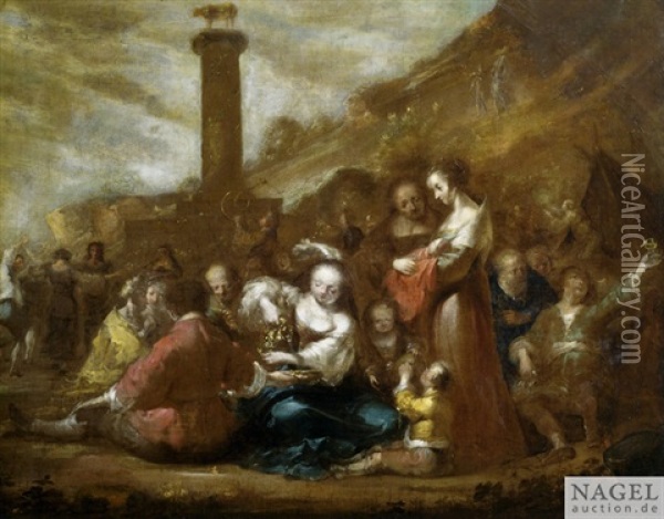 Die Israeliten Nach Dem Auszug Aus Agypten Mit Dem Goldenen Kalb Oil Painting - Januarius Johann Rasso Zick