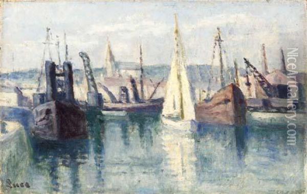 Dieppe, Un Bassin Oil Painting - Maximilien Luce