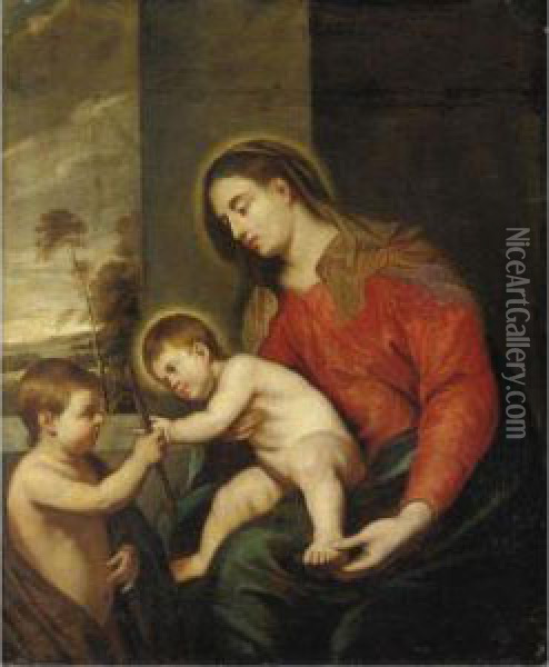 Madonna Col Bambino E San Giovannino Oil Painting - Pellegrino Piola