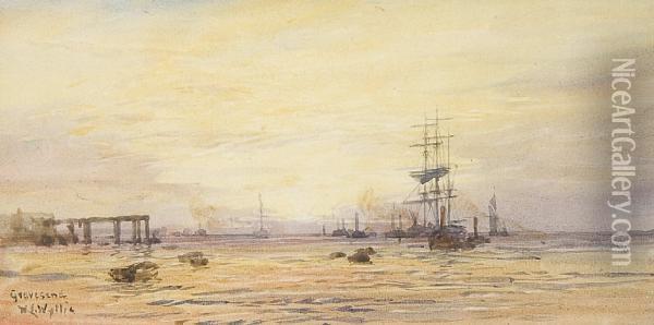 Shipping At Gravesend Oil Painting - William Lionel Wyllie