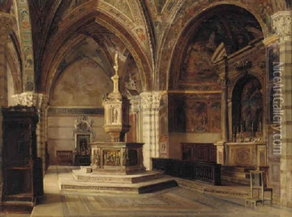 A Church Interior, Siena Oil Painting - Catherine Mary Wood