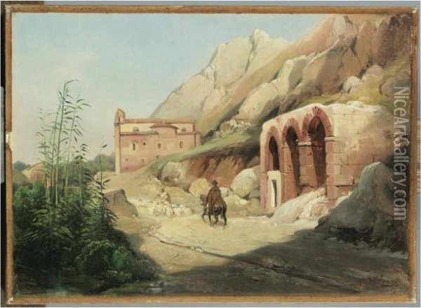 Ruines Romaines Pres De Palerme Oil Painting - Jean-Charles Joseph Remond