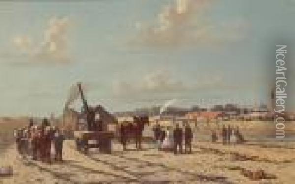 Building The Railway Oil Painting - Wouterus Verschuur