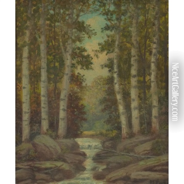 Trees With Brook Oil Painting - Albert Francis King