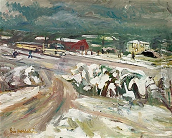 Sundbybergs Station Oil Painting - Eric C. Hallstroem