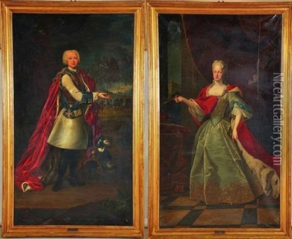 Portrait De Marie-josephe De Habsbourg (+ Portrait De Frederic Iv De Saxe; Pair) Oil Painting - Louis de Silvestre