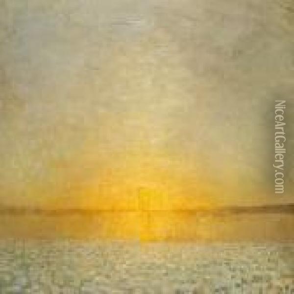 Sunset Oil Painting - Julius Paulsen