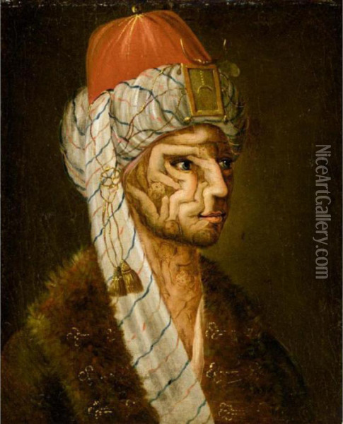 Anthropomorphic Head Of A Turk Oil Painting - Giuseppe Arcimboldo