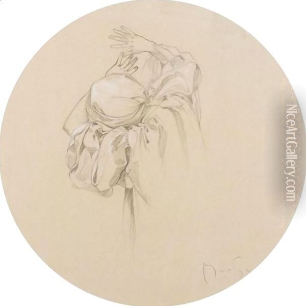 Study Of A Draped Female Oil Painting - Alphonse Maria Mucha
