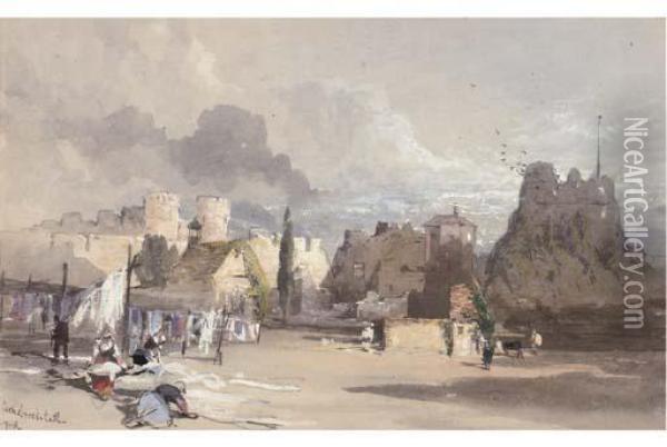 Carisbrooke Castle, Isle Of Wight Oil Painting - Thomas Miles Richardson