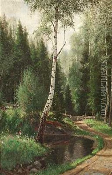 Skovparti Med Alob Oil Painting - Johan Herman Wedel-Anker