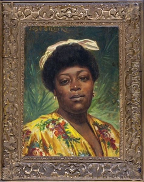 Portrait D'une Lydie, Negresse Mauresque Oil Painting - Jose Silbert
