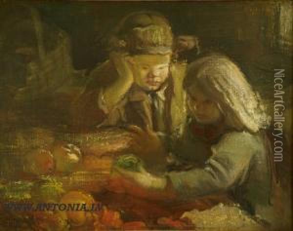 Childrens To Table Oil Painting - Fricis Ogulis