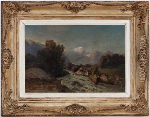 Paysage De Montagne Avec Torrent Oil Painting - Friedrich Zimmermann