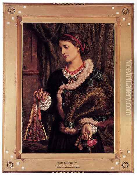 The Birthday: A Portrait Of The Artist's Wife, Edith Oil Painting - William Holman Hunt