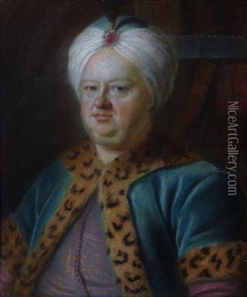 Portrait A L'orientale De Charles Richer De Roddes De La Morliere Oil Painting - Maurice Quentin de La Tour