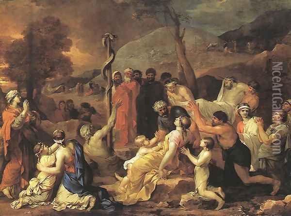 Moses and the Brazen Serpent 1653-54 Oil Painting - Sebastien Bourdon