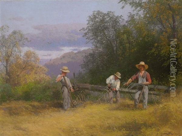 Cradling The Rye Oil Painting - Hermann Herzog