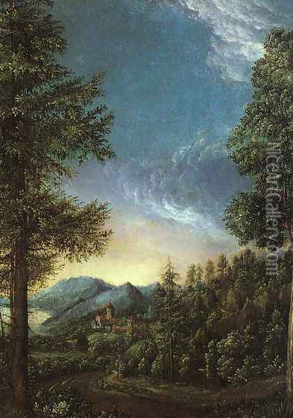 View of the Danube Valley near Regensburg Oil Painting - Albrecht Altdorfer
