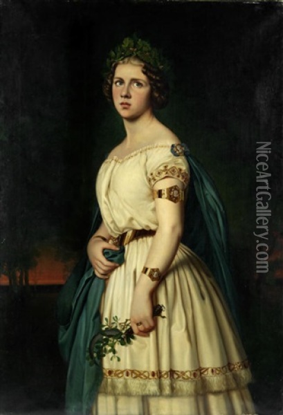 Portrait Of Jenny Lind As Norma Oil Painting - Olof Johan Soedermark