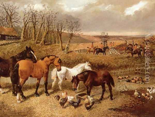 Foxhunting, End of the Hunt Oil Painting - John Frederick Herring Snr