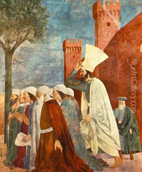 Exaltation of the Cross- inhabitants of Jerusalem c. 1466 Oil Painting - Piero della Francesca