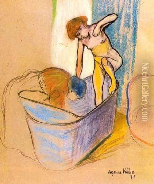 The Bath Oil Painting - Suzanne Valadon